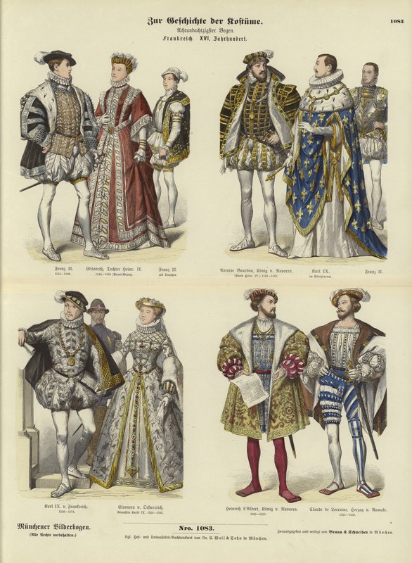 Costume de la royauté et de la noblesse françaises, 16ème siècle - German School
