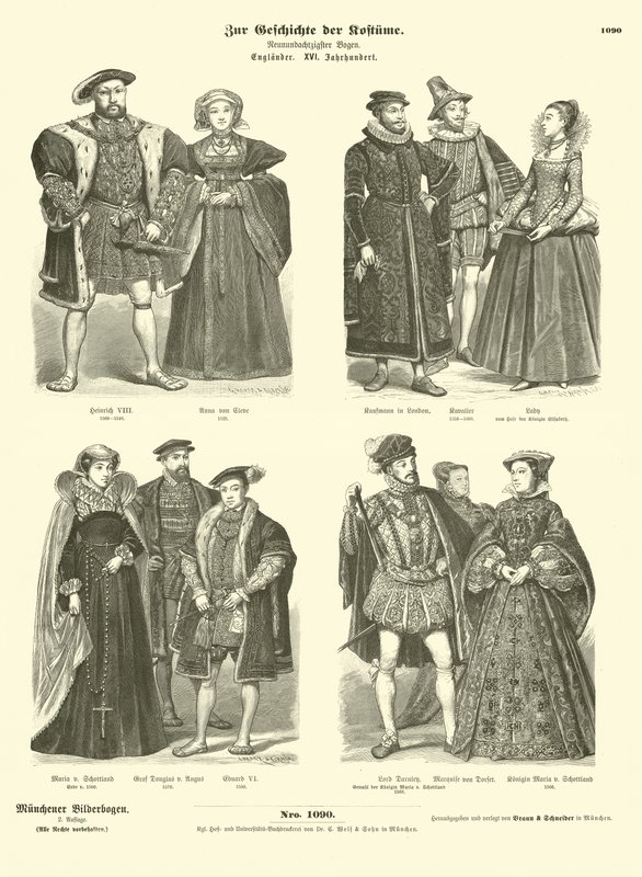 Costumes de la royauté et de la noblesse anglaises et écossaises, XVIe siècle - German School