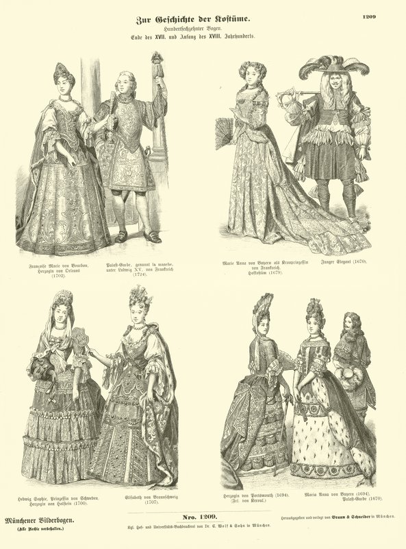 Costumes de la royauté et de la noblesse, fin 17e et début 18e siècle - German School