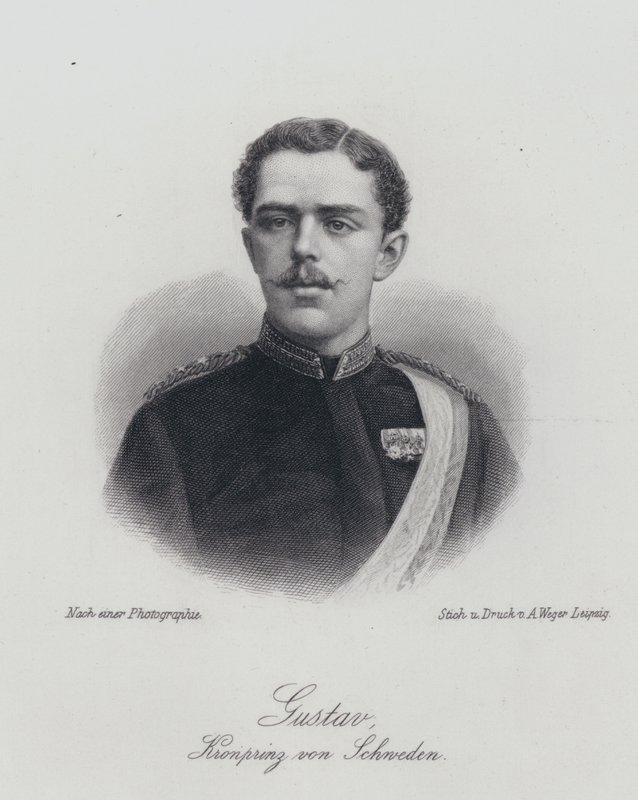 Prince héritier Gustaf de Suède, futur roi Gustaf V (gravure) - German School