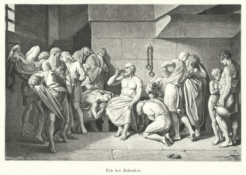 Mort du philosophe grec antique Socrate, 399 av. J.-C. - German School