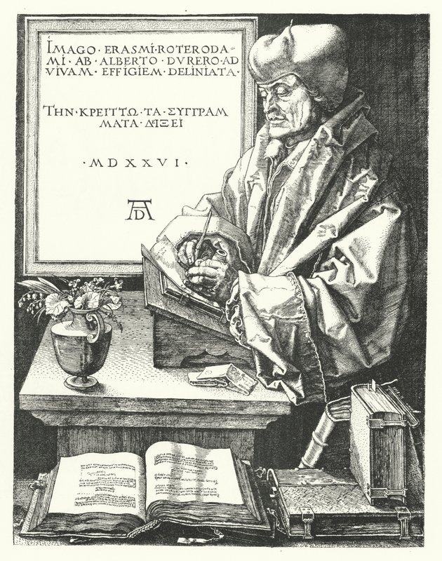 Érasme de Rotterdam, réformateur catholique et humaniste néerlandais (gravure) - German School