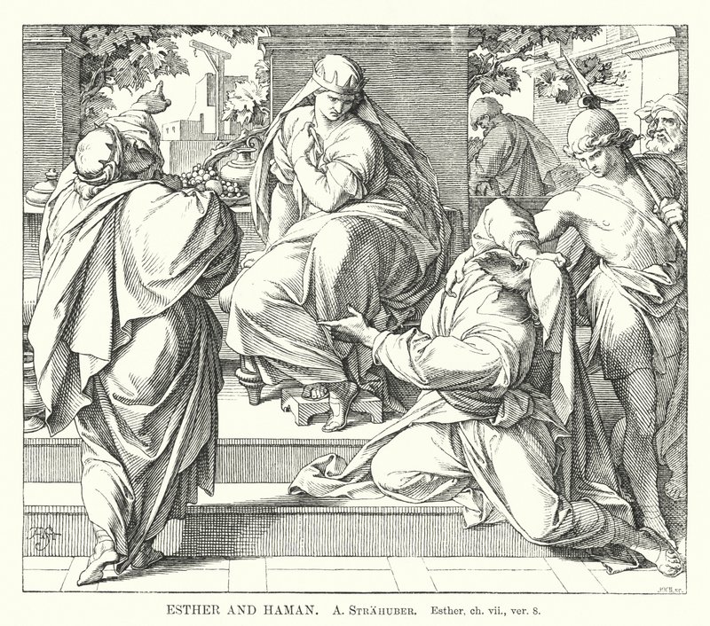 Esther et Haman, Esther, ch vii, v 8 - German School