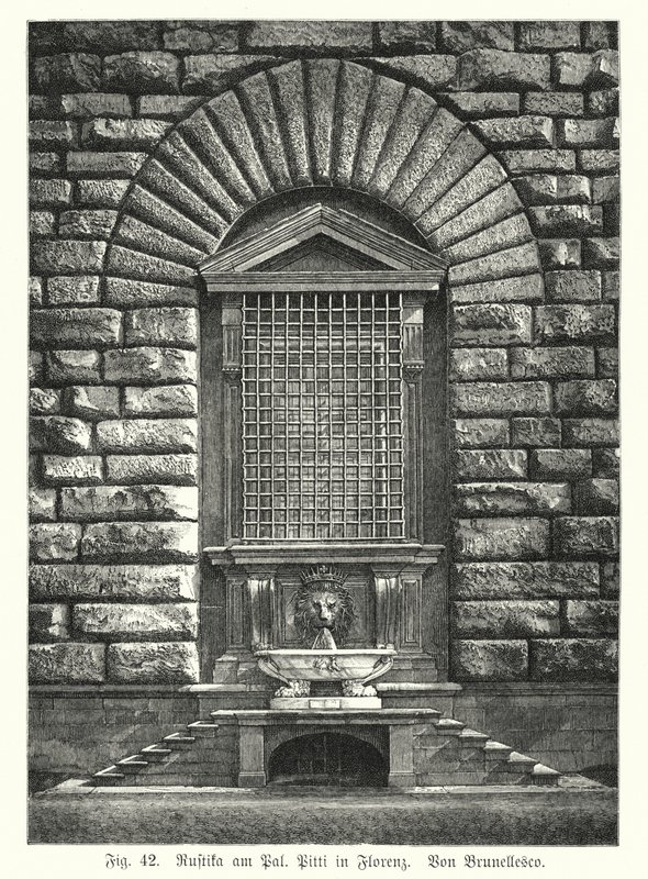 Exemple de rustication, par Filippo Brunelleschi, Palazzo Pitti, Florence, Italie - German School