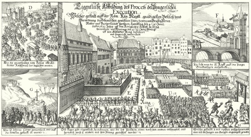 Exécution des membres de la révolte protestante bohémienne sur la place de la Vieille Ville, Prague - German School