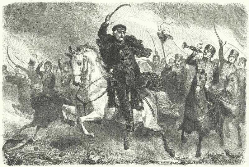 Maréchal Blücher à la bataille de Ligny - German School