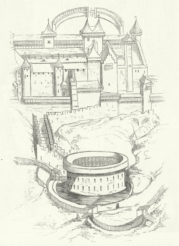 Fortifications de Carcassonne, France (gravure) - German School