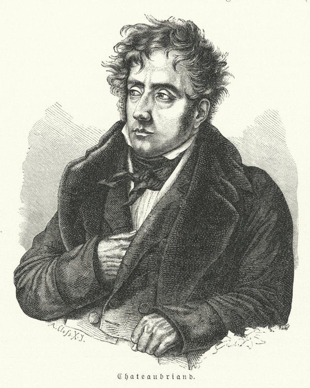 François-René de Chateaubriand, romancier, homme politique, diplomate et historien français (lithographie) - German School
