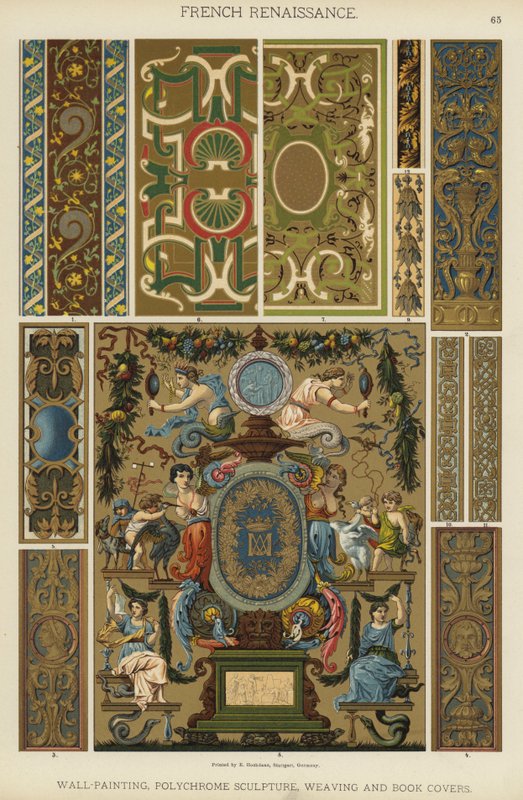 Renaissance française, peinture murale, sculpture polychrome, tissage et couvertures de livres - German School