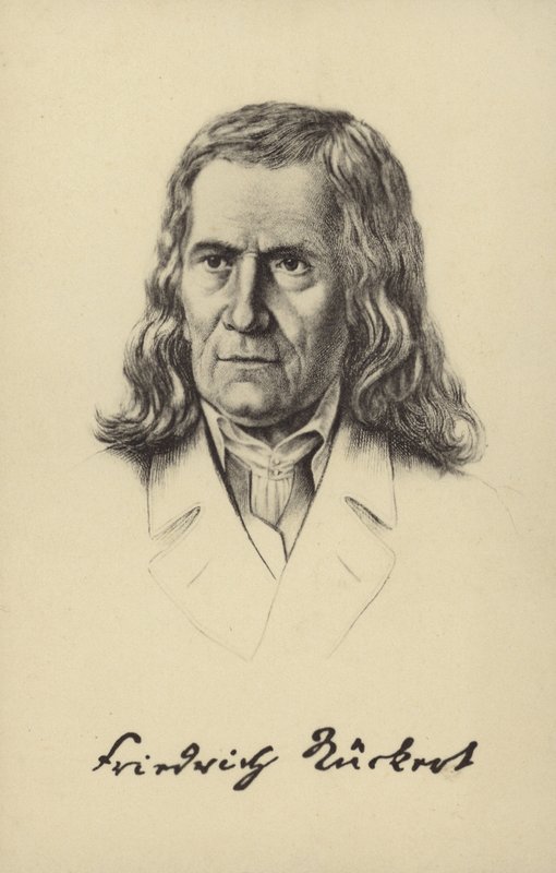 Friedrich Rueckert (1788-1866), poète, traducteur et professeur de langues orientales allemand (litho) - German School