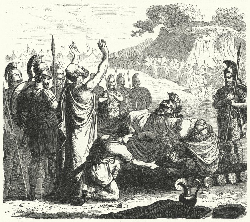 Cérémonie funéraire après la bataille de Coronée, 394 av. J.-C. - German School
