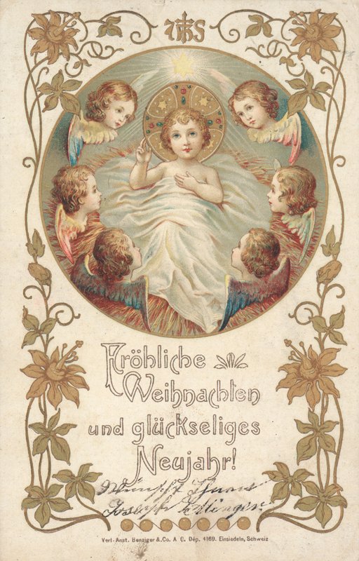 Carte de Noël allemande (lithographie en couleur) - German School