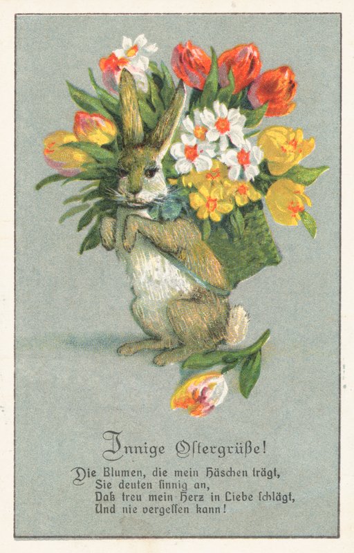 Carte de Pâques allemande (lithographie couleur) - German School