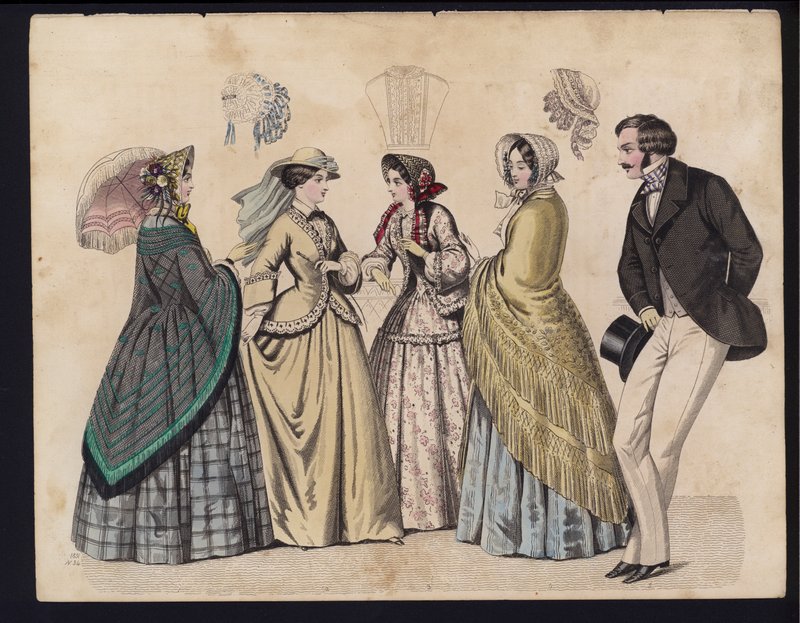 Planche de mode allemande, milieu du 19ème siècle - German School