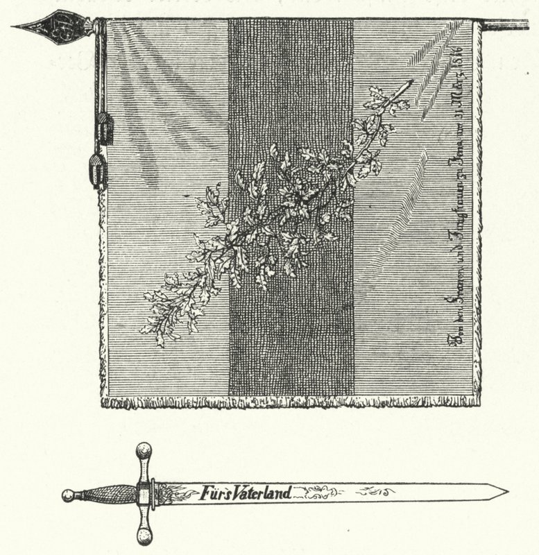 Drapeau et épée de la fraternité étudiante allemande - German School
