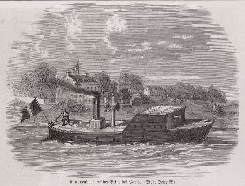 Canonnière sur la Seine pendant le siège de Paris, guerre franco-prussienne - German School