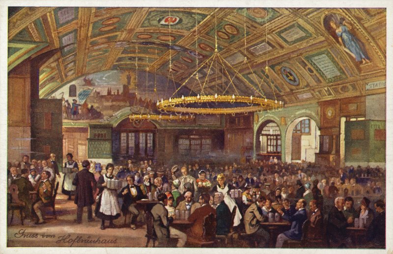 Hofbrauhaus, Munich (lithographie couleur) - German School