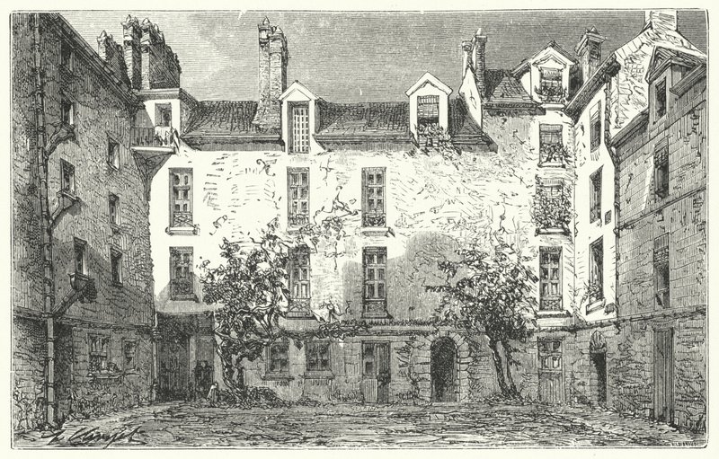 Maison du dramaturge français Jean Racine rue du Marais à Paris (gravure) - German School