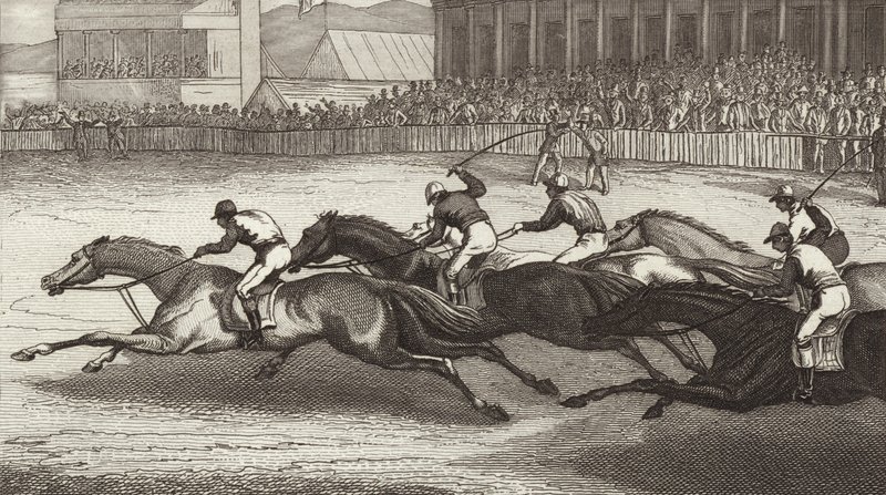 Courses de chevaux en Angleterre. Illustration pour Bilder-Atlas - German School