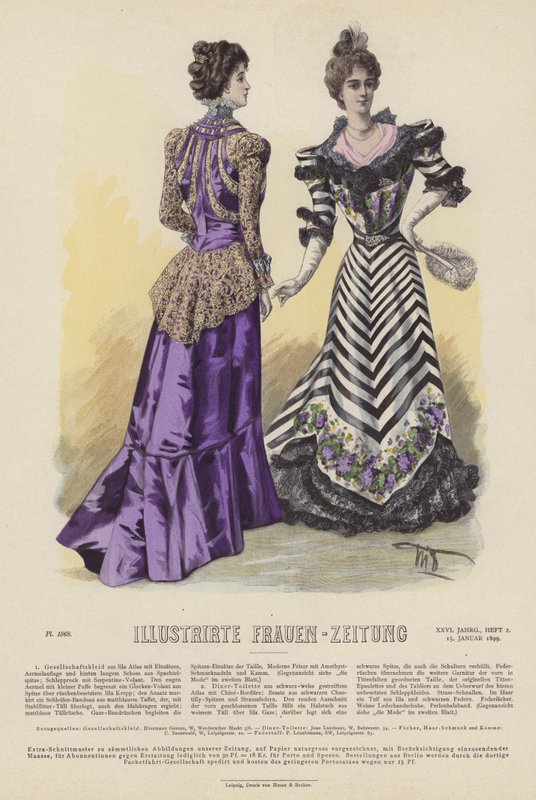 Illustration pour Illustrirte Frauen-Zeitung (lithographie en couleur) - German School