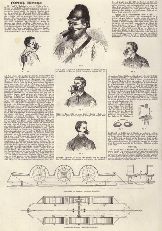 Inventions : respirateurs de B Loeb et bateau à moteur breveté de Stephany - German School