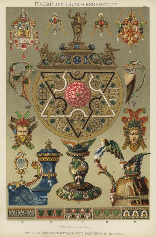 Renaissance italienne et française, Travaux en métaux précieux avec peintures en émail - German School