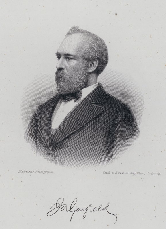 James A Garfield, homme politique américain et 20e président des États-Unis (gravure) - German School