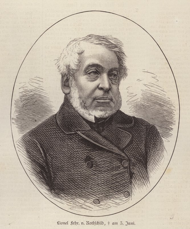 Lionel de Rothschild, banquier, politicien et philanthrope britannique (gravure) - German School