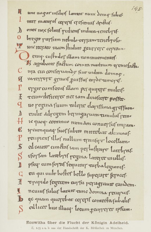 Manuscrit écrit par Hrotswitha de Gandersheim décrivant l