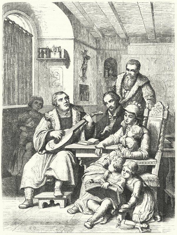 Martin Luther chez lui avec sa famille - German School