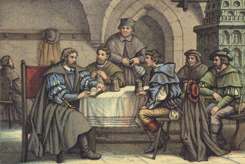 Martin Luther en conversation avec des étudiants dans le Gasthof der Bären, Iéna - German School