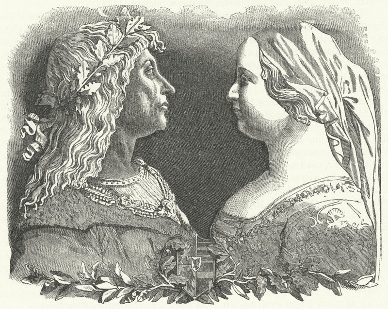 Mathias Corvin, roi de Hongrie, et sa reine, Béatrice de Naples - German School