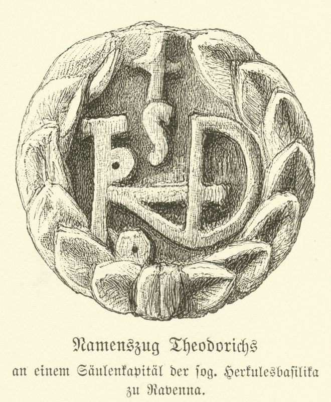 Monogramme de Théodoric le Grand, roi des Ostrogoths - German School