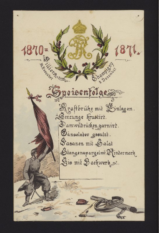 Banquets du Nouvel An organisés par les Allemands occupants à Villiers et Champigny, Paris, 30 décembre 1870 et 2 janvier 1871 - German School