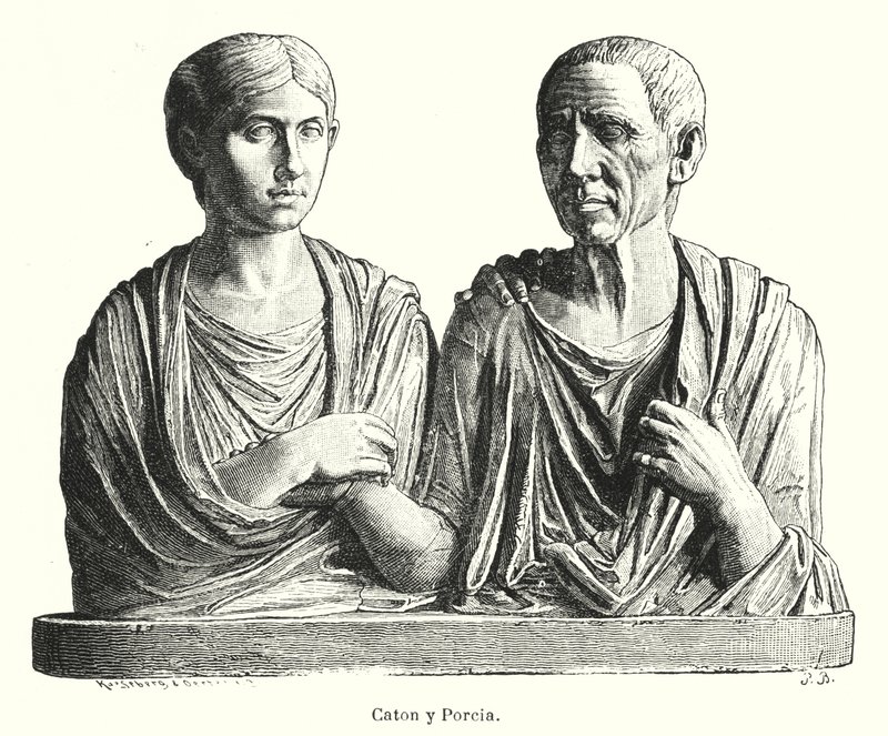 Porcia et Caton, stèle funéraire romaine antique - German School