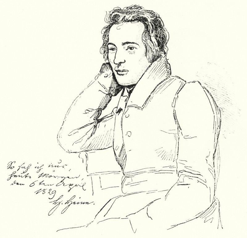 Portrait du poète et écrivain allemand Heinrich Heine jeune (gravure) - German School