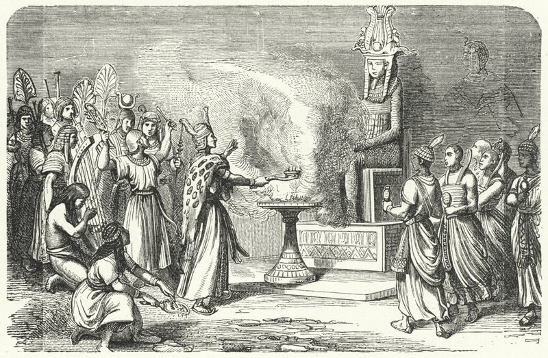 Prêtres effectuant un sacrifice dans l