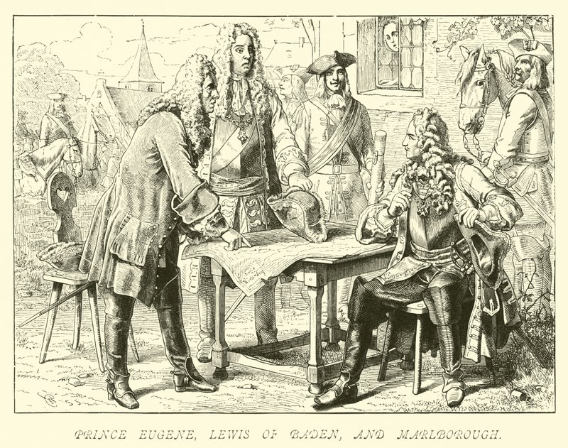 Prince Eugène, Louis de Bade et Marlborough - German School