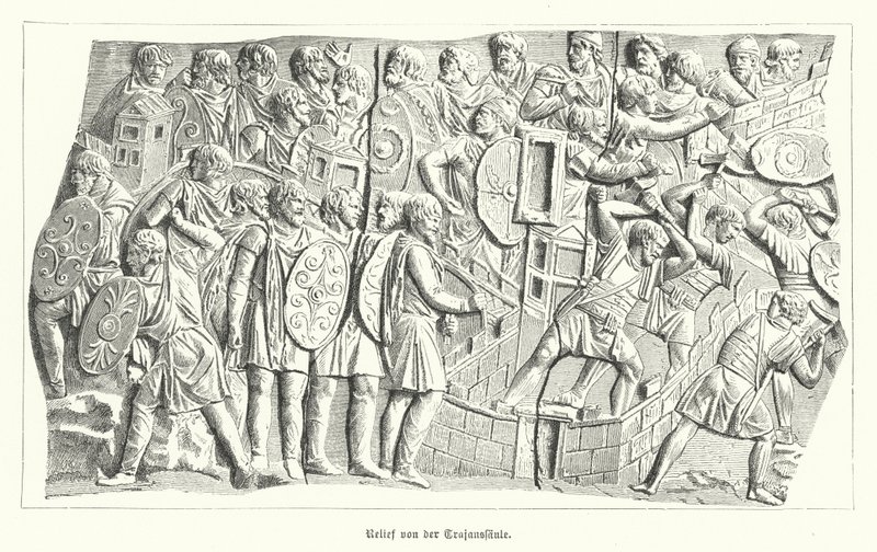 Relief de la Colonne Trajane, Rome, représentant les Romains vainquant les Daces - German School
