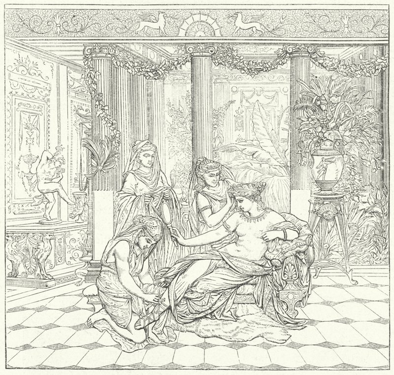 Dame romaine à sa toilette - German School