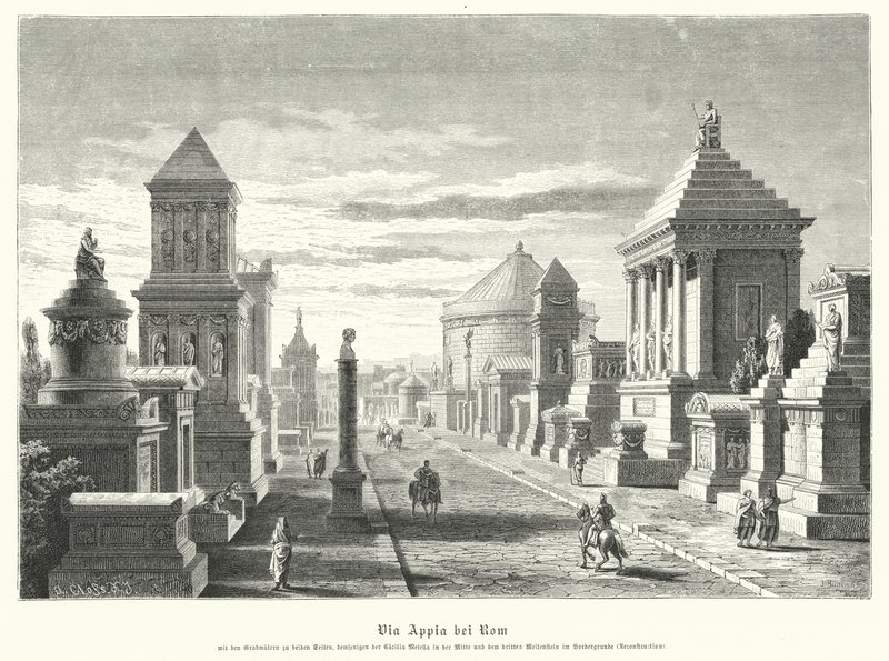 Tombes romaines le long de la voie Appienne au marqueur des trois milles - German School