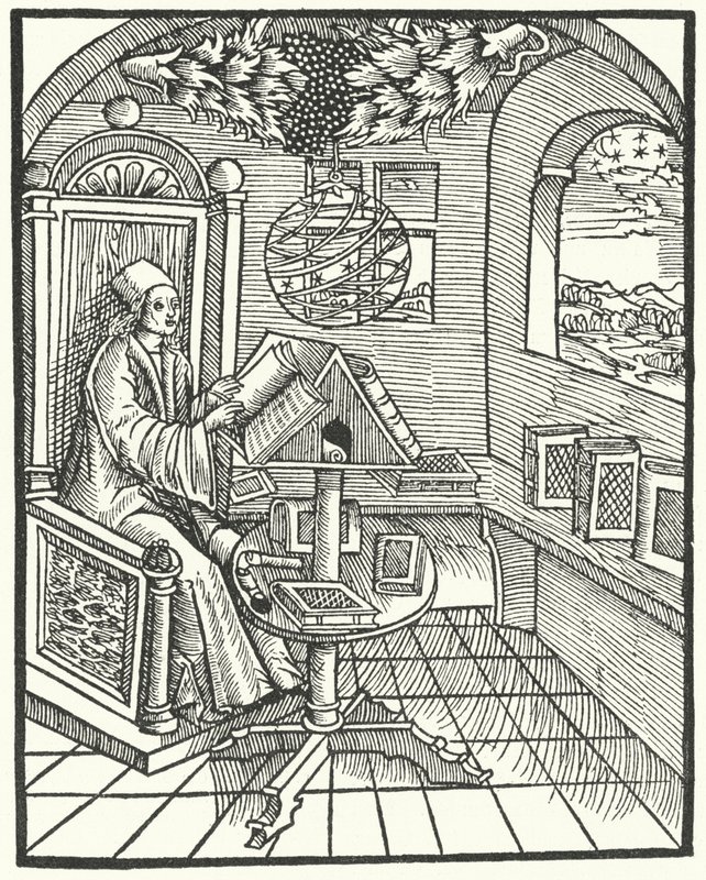 Intérieur de chambre avec un érudit au travail, vers 1500 - German School