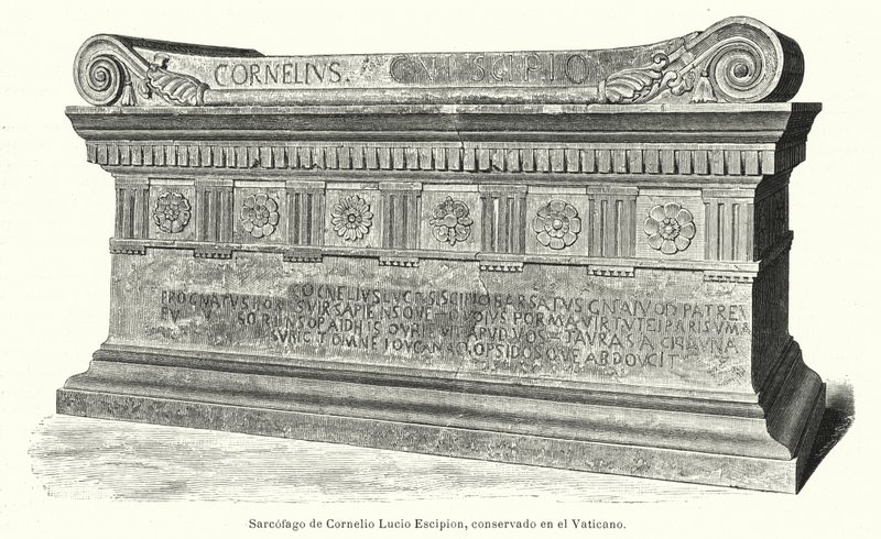 Sarcophage du soldat et consul romain Lucius Cornelius Scipio Barbatus au Vatican, Rome - German School