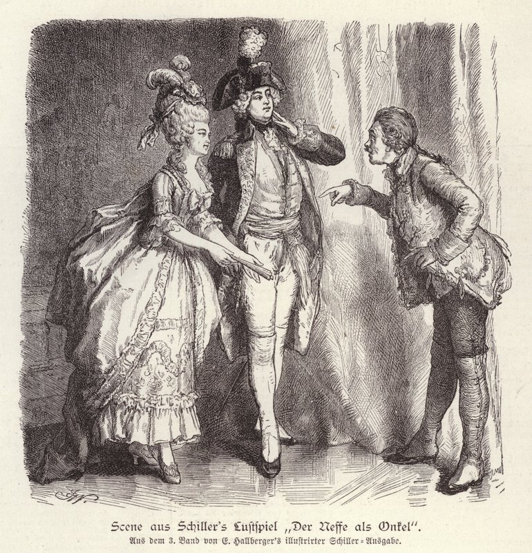 Scène de la comédie Der Neffe als Onkel (Le Neveu comme Oncle) de Friedrich Schiller - German School