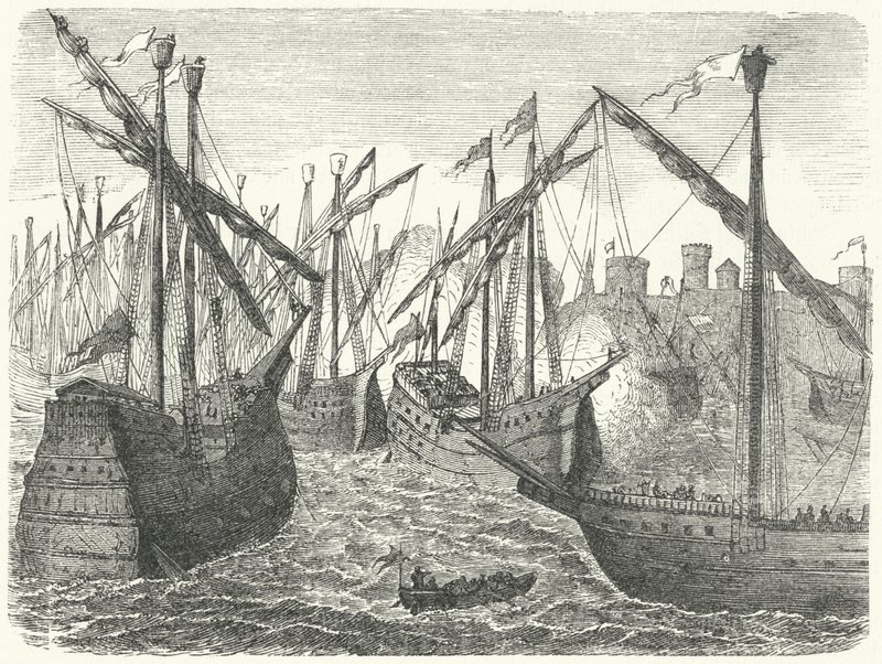 Navires de la Ligue hanséatique au large de Copenhague - German School