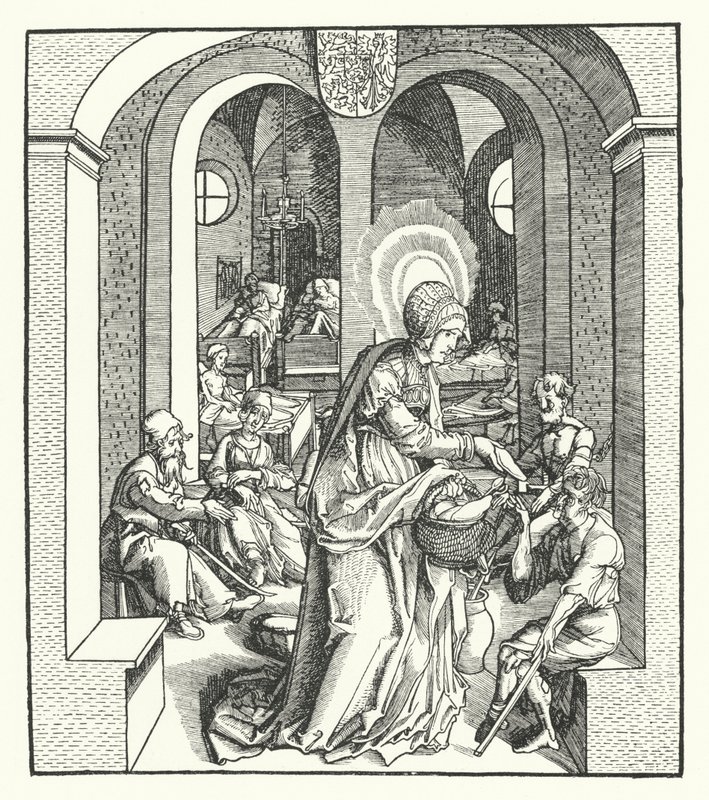 Sainte Hedwige de Silésie, duchesse de Pologne (gravure) - German School