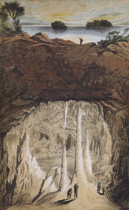 Stalactites et stalagmites dans une grotte - German School