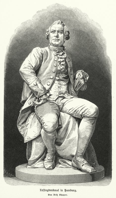 Statue à Hambourg par Fritz Schaper du dramaturge et philosophe allemand Gotthold Ephraim Lessing - German School