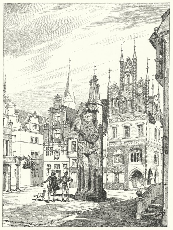 Statue de Roland érigée en 1404 face à la cathédrale de Brême, Allemagne - German School