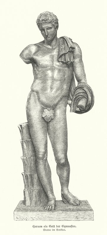 Statue du dieu grec antique Hermès en tant que dieu des gymnastes - German School